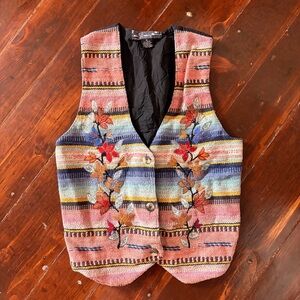 Vintage 80’s/90’s Colorful Floral Embroidered Vest
